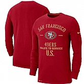 Men's San Francisco 49ers Nike Scarlet 2019 Salute to Service Sideline Performance Long Sleeve Shirt,baseball caps,new era cap wholesale,wholesale hats